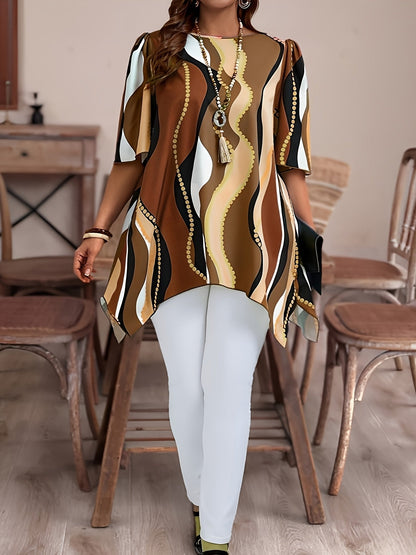 Women Black and White Abstract Print Top - Casualwear