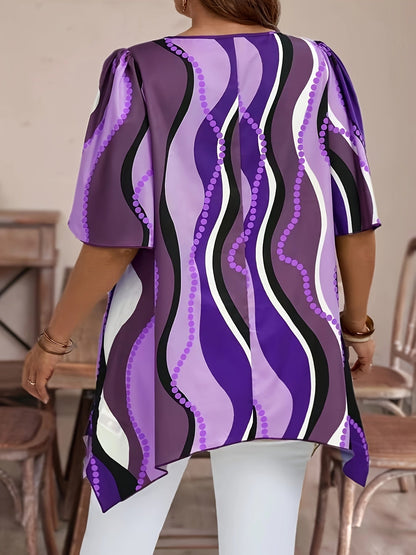 Women Black and White Abstract Print Top - Casualwear