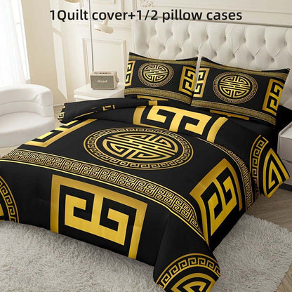 Geometric Golden Duvet Cover Set