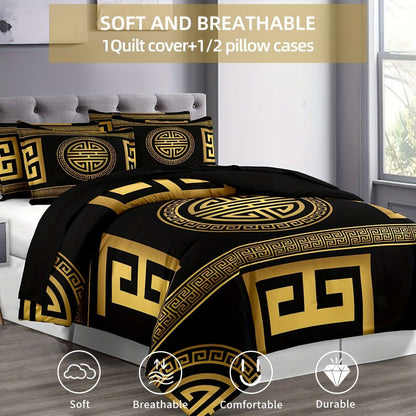 Geometric Golden Duvet Cover Set