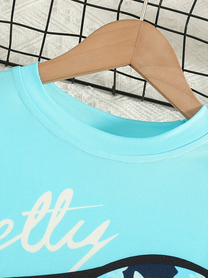 2 pcs Girls Party Outfit - Graphic Tee & Floral Leggings