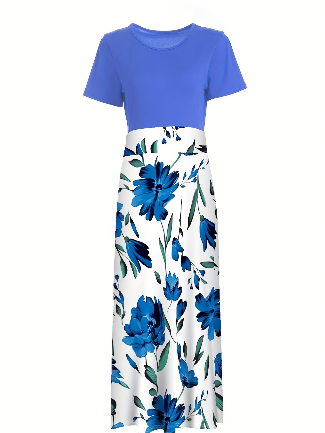 Floral Print Crew Neck Dress