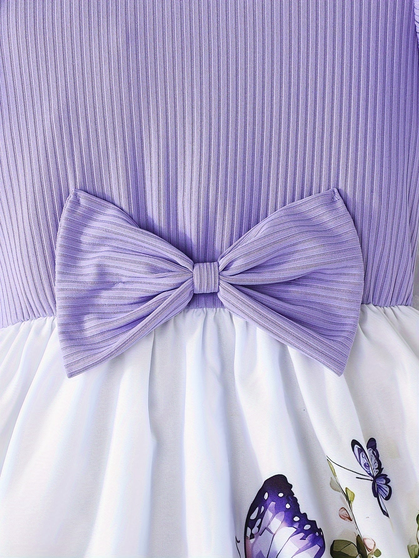 Elegant Rose Print Ruffle Dress for Girls, Bow Waist and Outdoor