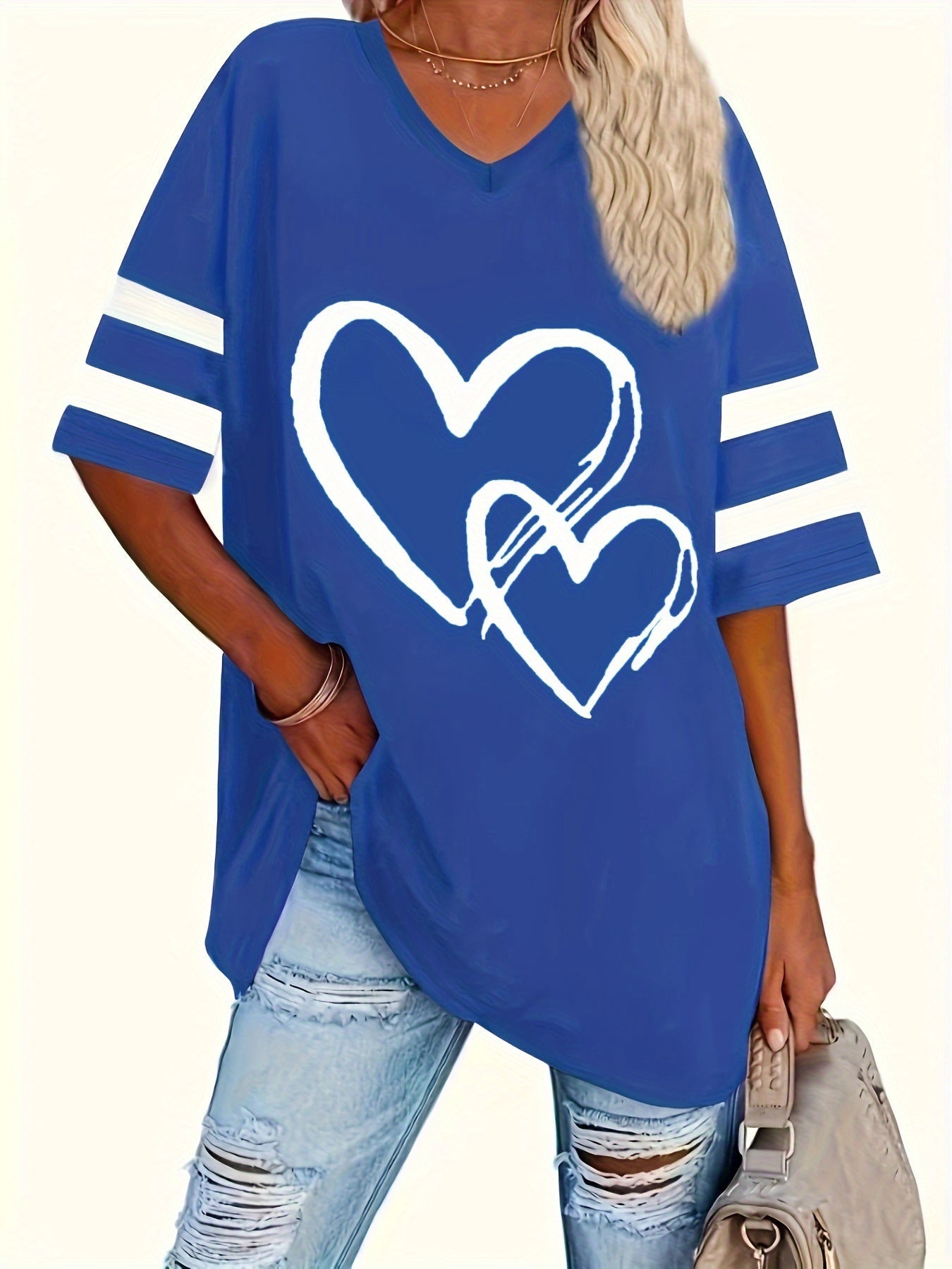 Plus Size Heart V-Neck Tee