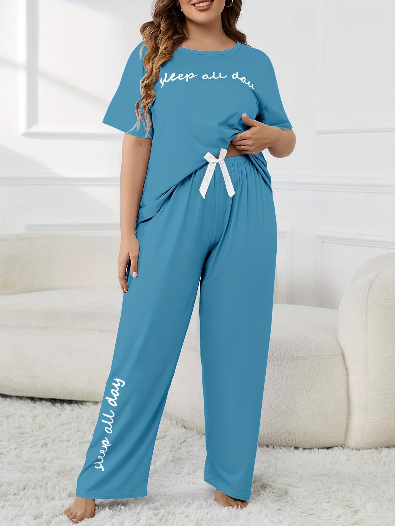 Plus Size Keep All Day Pajama Set - Elegant Comfort Wear
