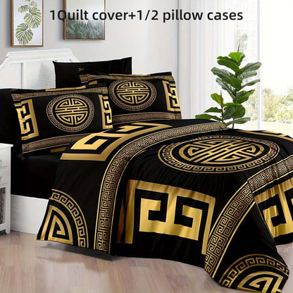 Geometric Golden Duvet Cover Set