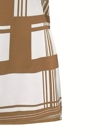 New Summer Elegant Women T-shirt with Black Plaid Print