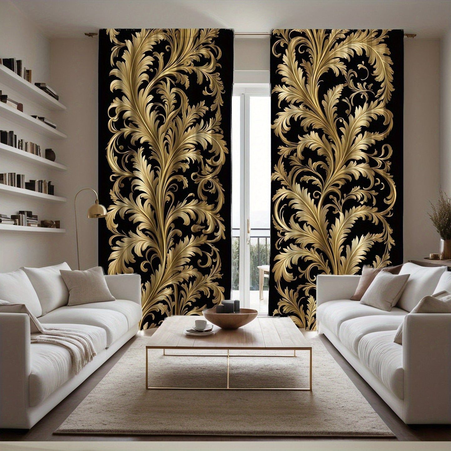 Black and Golden Baroque Style Curtains