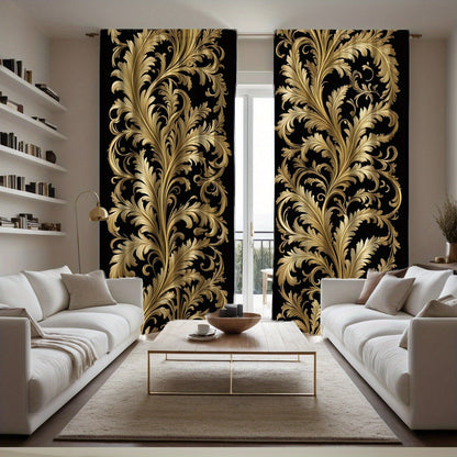Black and Golden Baroque Style Curtains