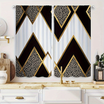 Black and Gold Geometric Curtains