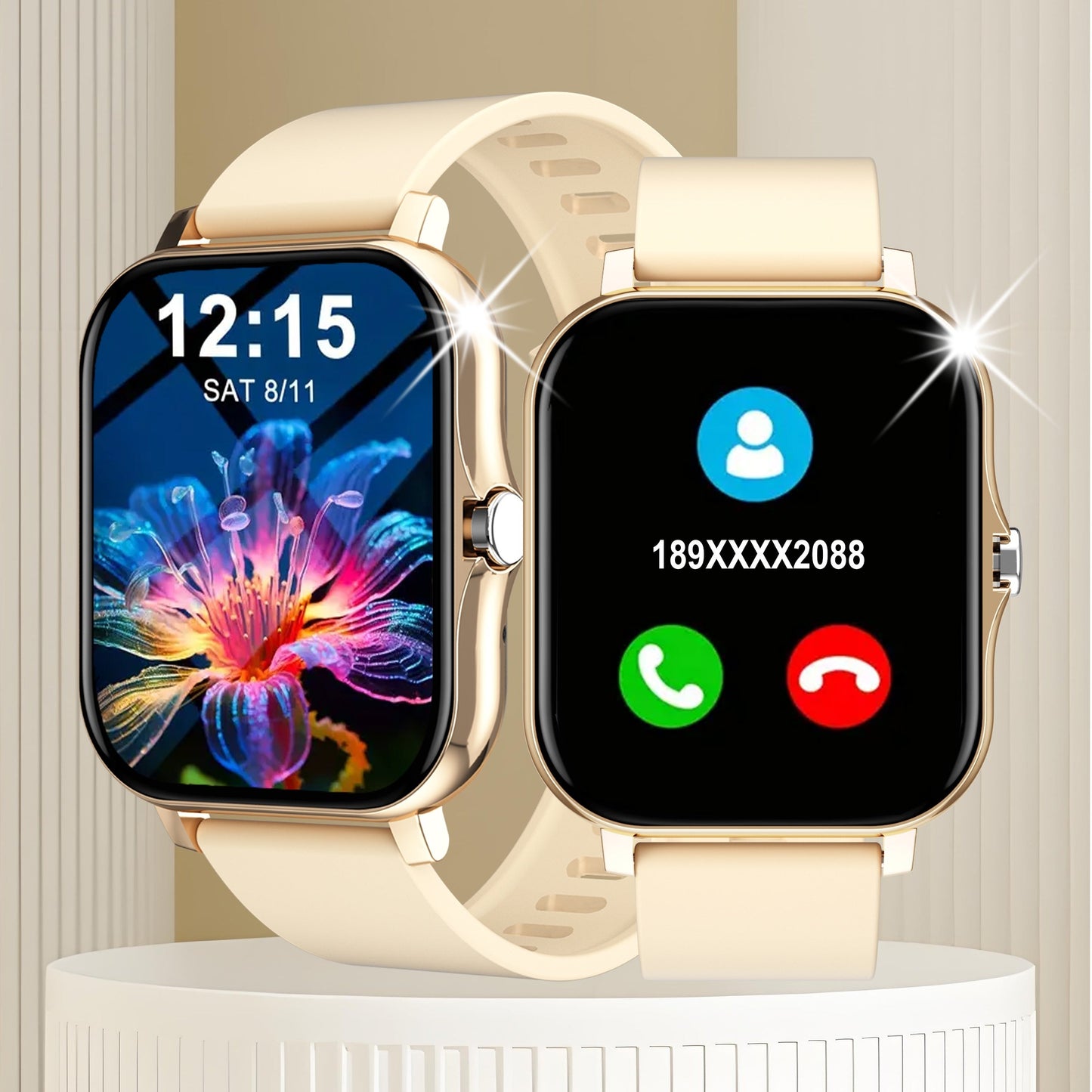 Unisex Smartwatch with 1.83'' screen, alloy body, and fitness tracker.