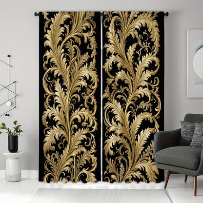 Black and Golden Baroque Style Curtains
