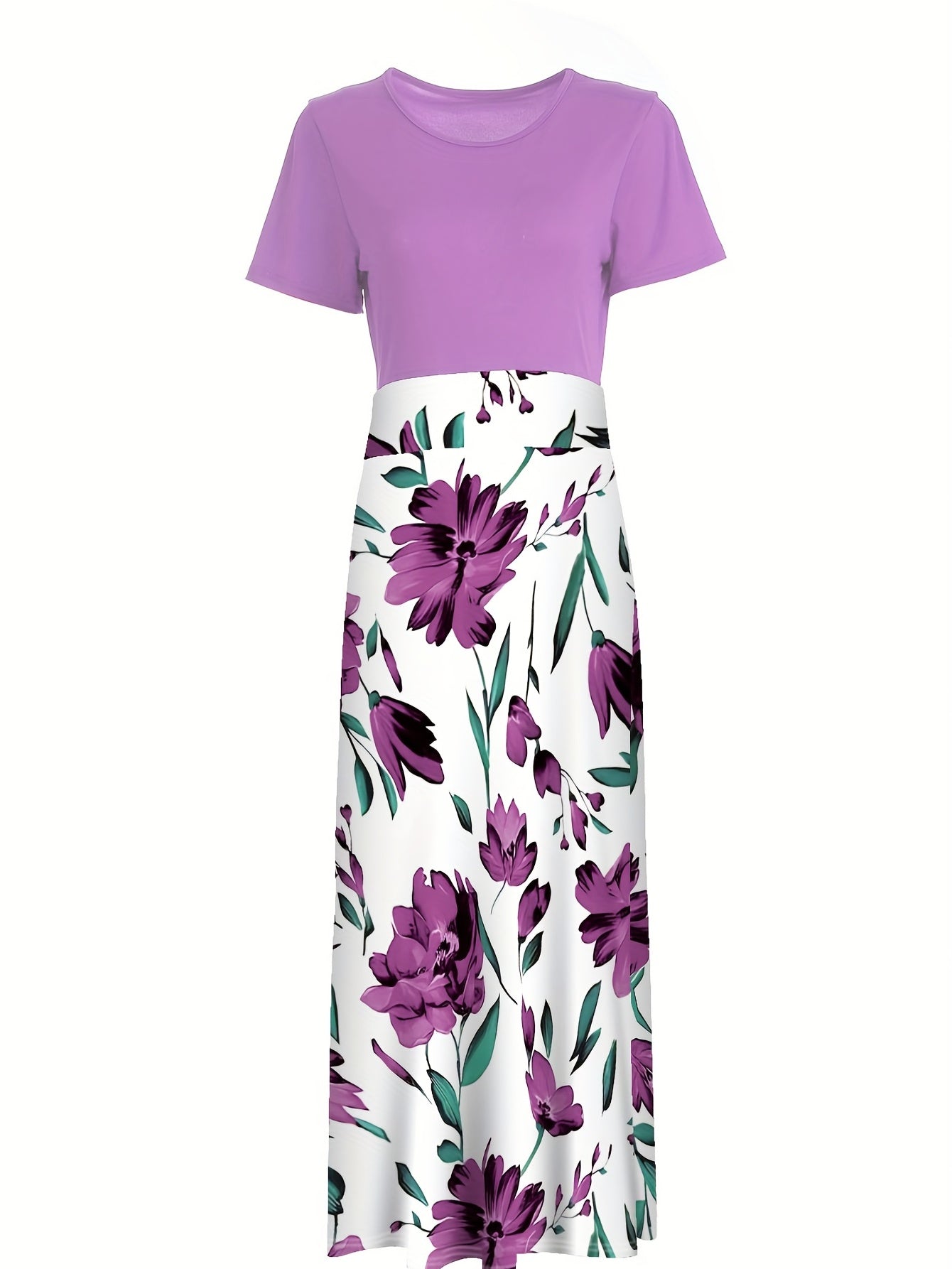 Floral Print Crew Neck Dress