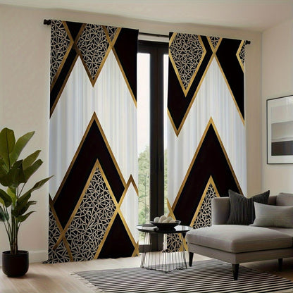 Black and Gold Geometric Curtains