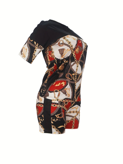 Patchwork Print Two-piece Set