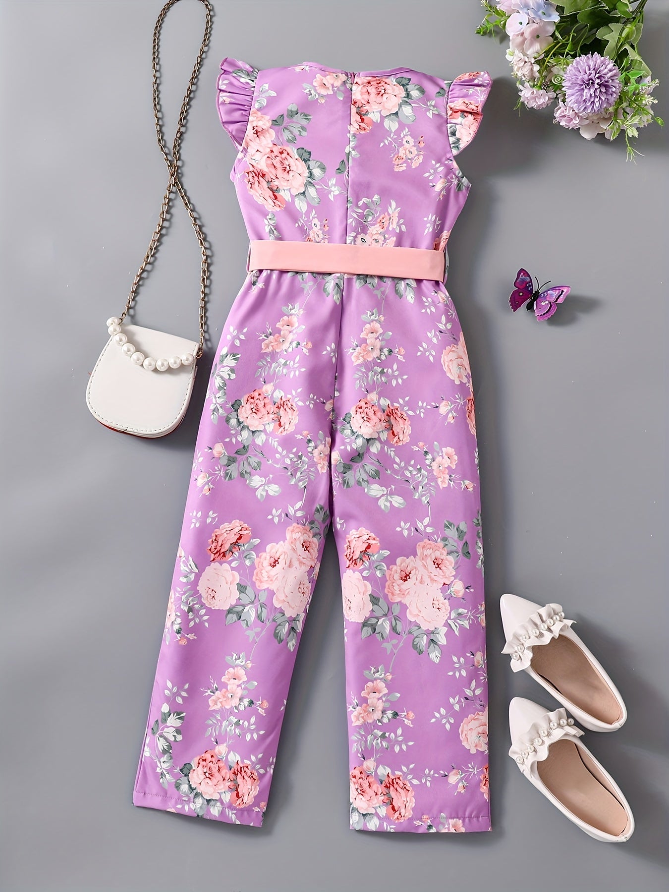Girls Flutter Sleeve Jumpsuit