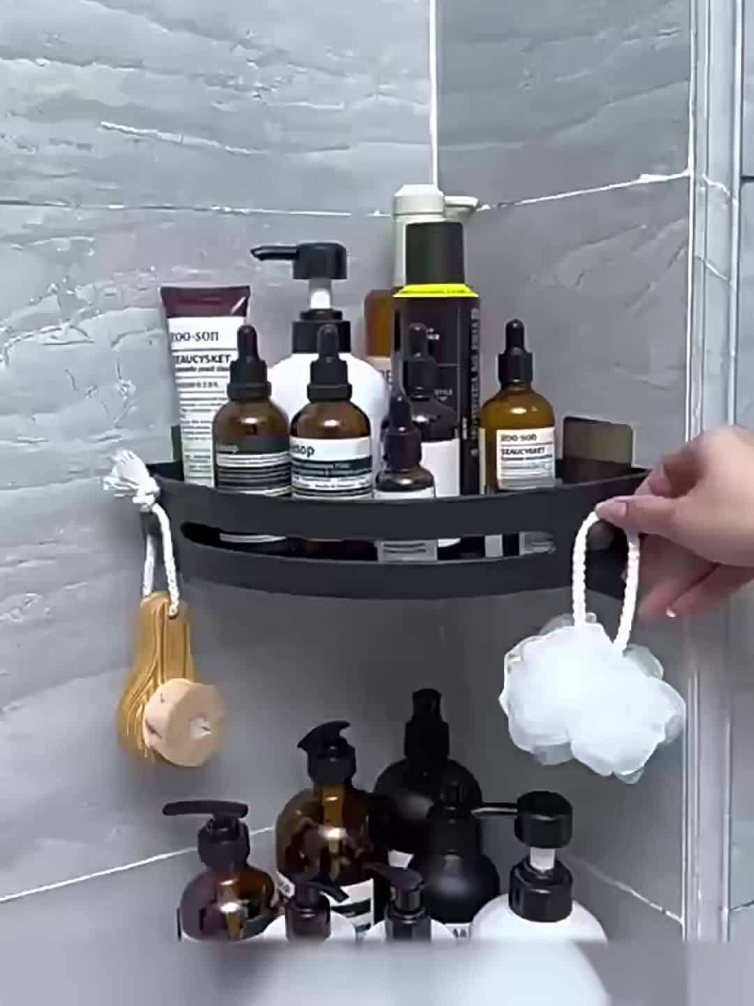 2 pcs Modern No-Drill Corner Shelves - Durable ABS Storage Racks