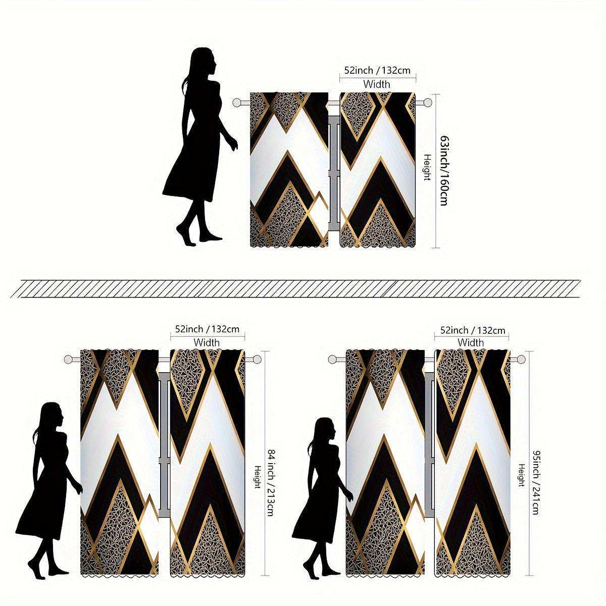 Black and Gold Geometric Curtains