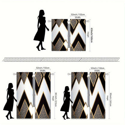Black and Gold Geometric Curtains