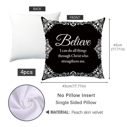 Pillow Covers - Set of 4 Bible Verse, 100% Polyester, Livingroom