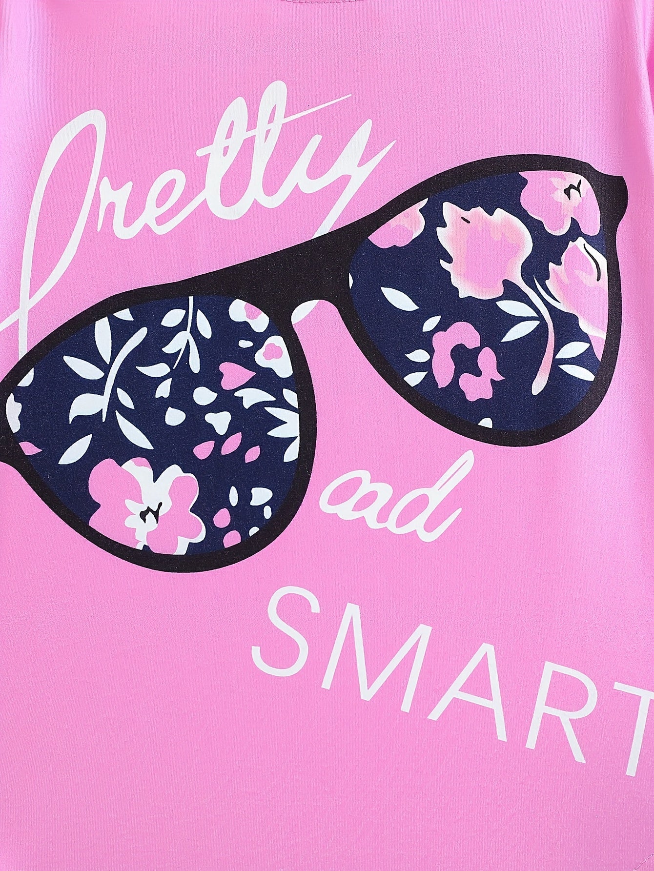 2 pcs Girls Party Outfit - Graphic Tee & Floral Leggings