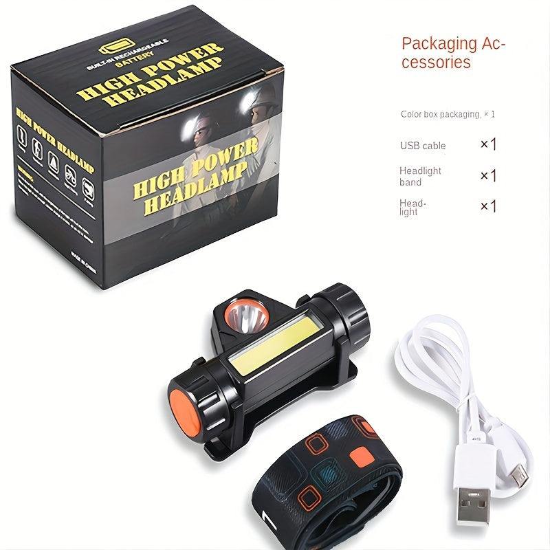 USB Charging Headlight - COB LED for Outdoor and Emergency Use