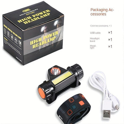 USB Charging Headlight - COB LED for Outdoor and Emergency Use