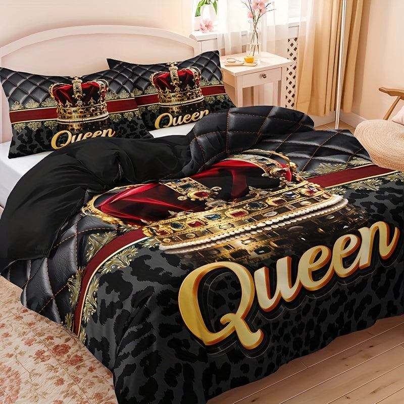 Leopard Print Quilt Cover Set - Stylish Home Decor,  Polyester