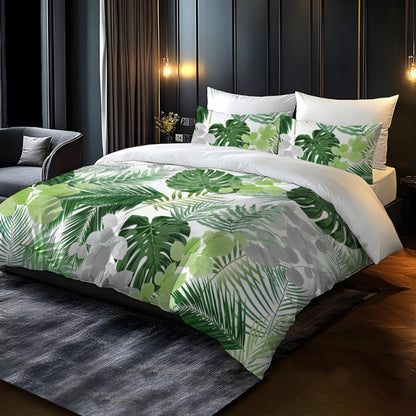 Dragon Blood Vine Green Bamboo Pattern - 1*Duvet Cover + 1/2 Pillowcases, Polyester