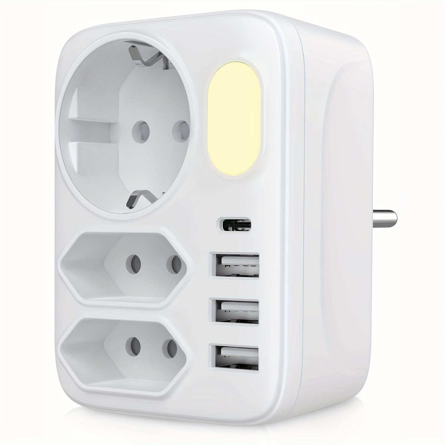 Socket Adapter with USB-C & Night Light - HITRENDS 7-in-1