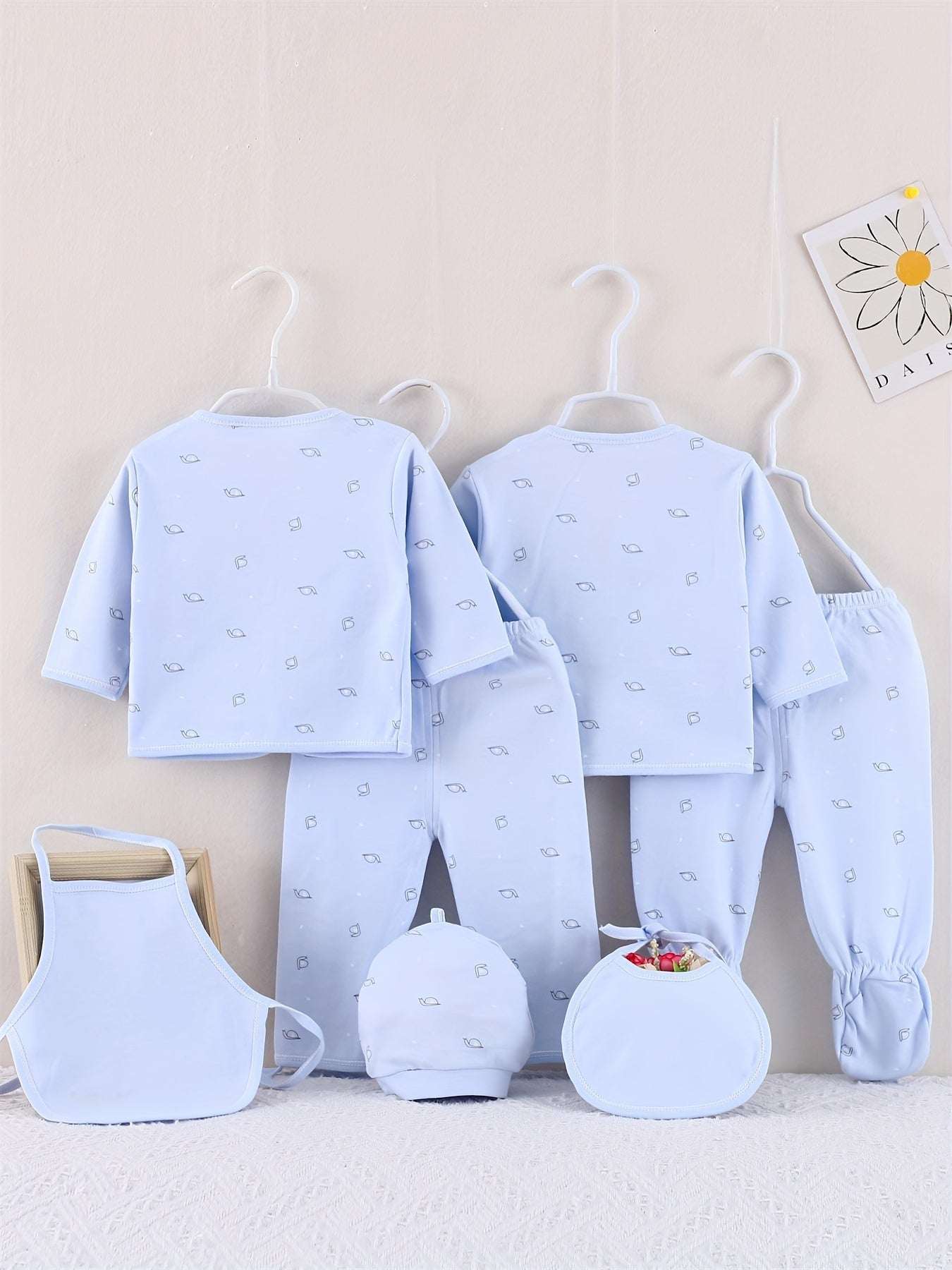 Girls Outfit Set -  7 pcs, Soft Cotton, All-Season,  Bear Themed