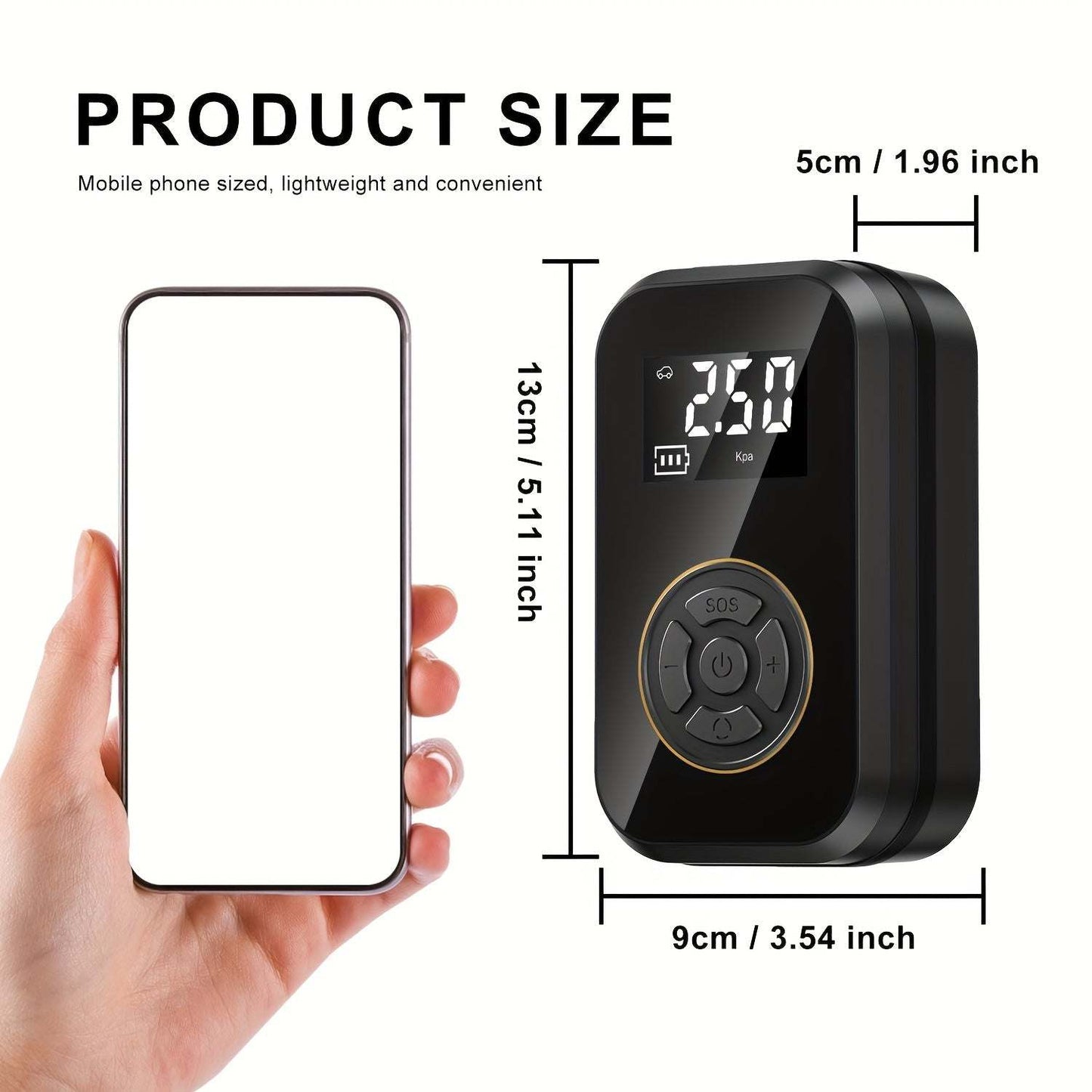 Car Air Compressor - 1 Portable, Inflator Wireless Handheld Pump