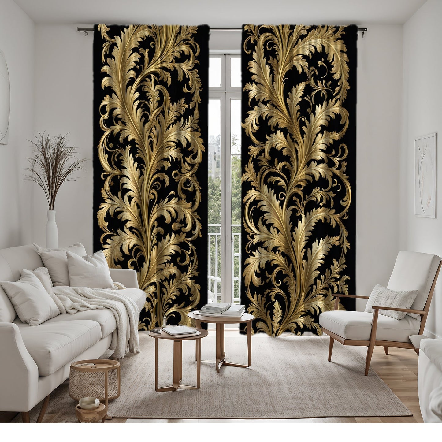 Black and Golden Baroque Style Curtains