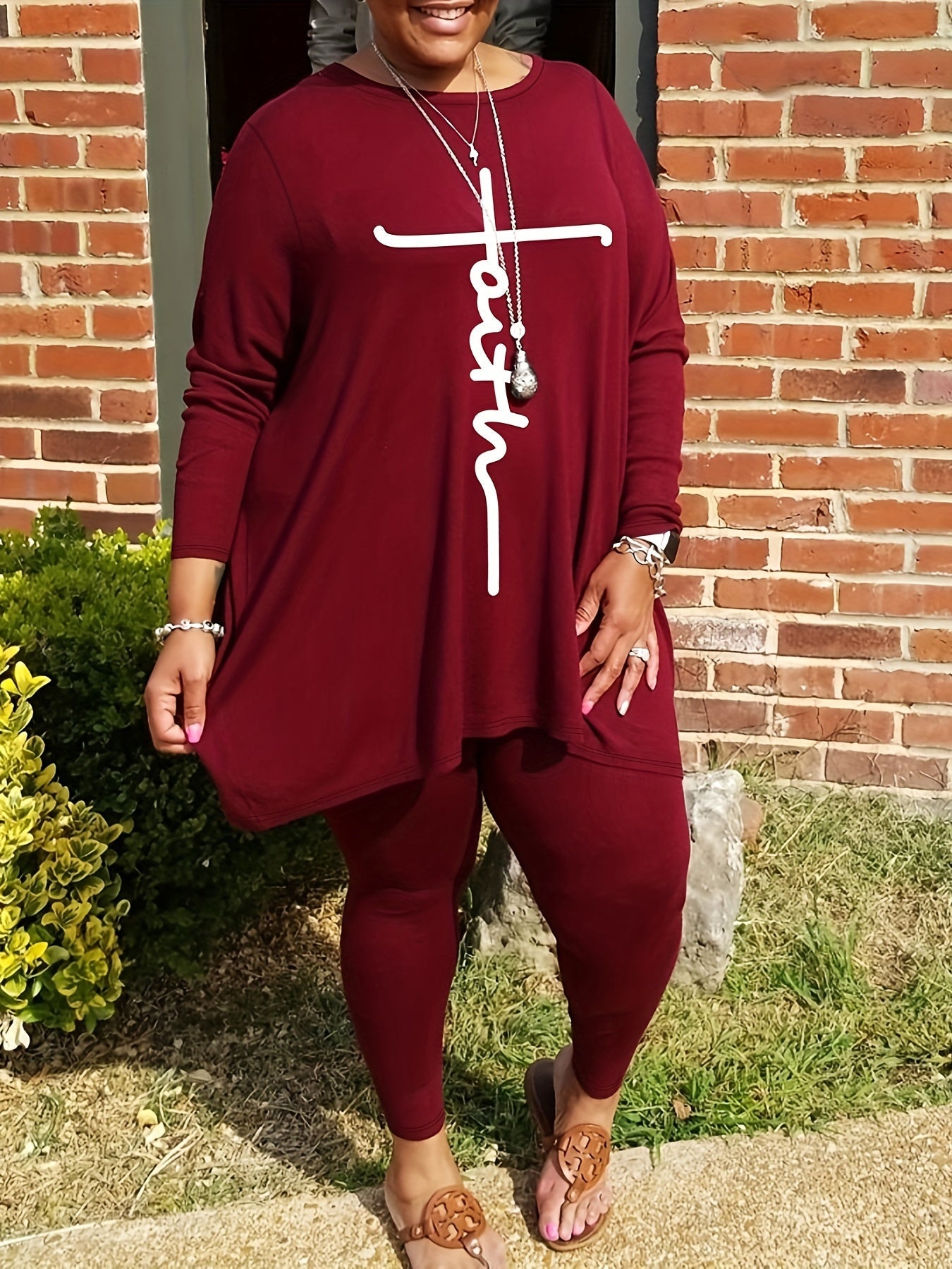 Plus Size Letter Print 