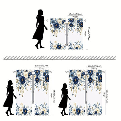 White Curtains with Blue Flowers