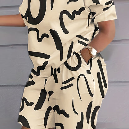 Patchwork Print Two-piece Set