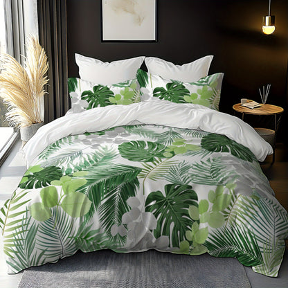 Dragon Blood Vine Green Bamboo Pattern - 1*Duvet Cover + 1/2 Pillowcases, Polyester