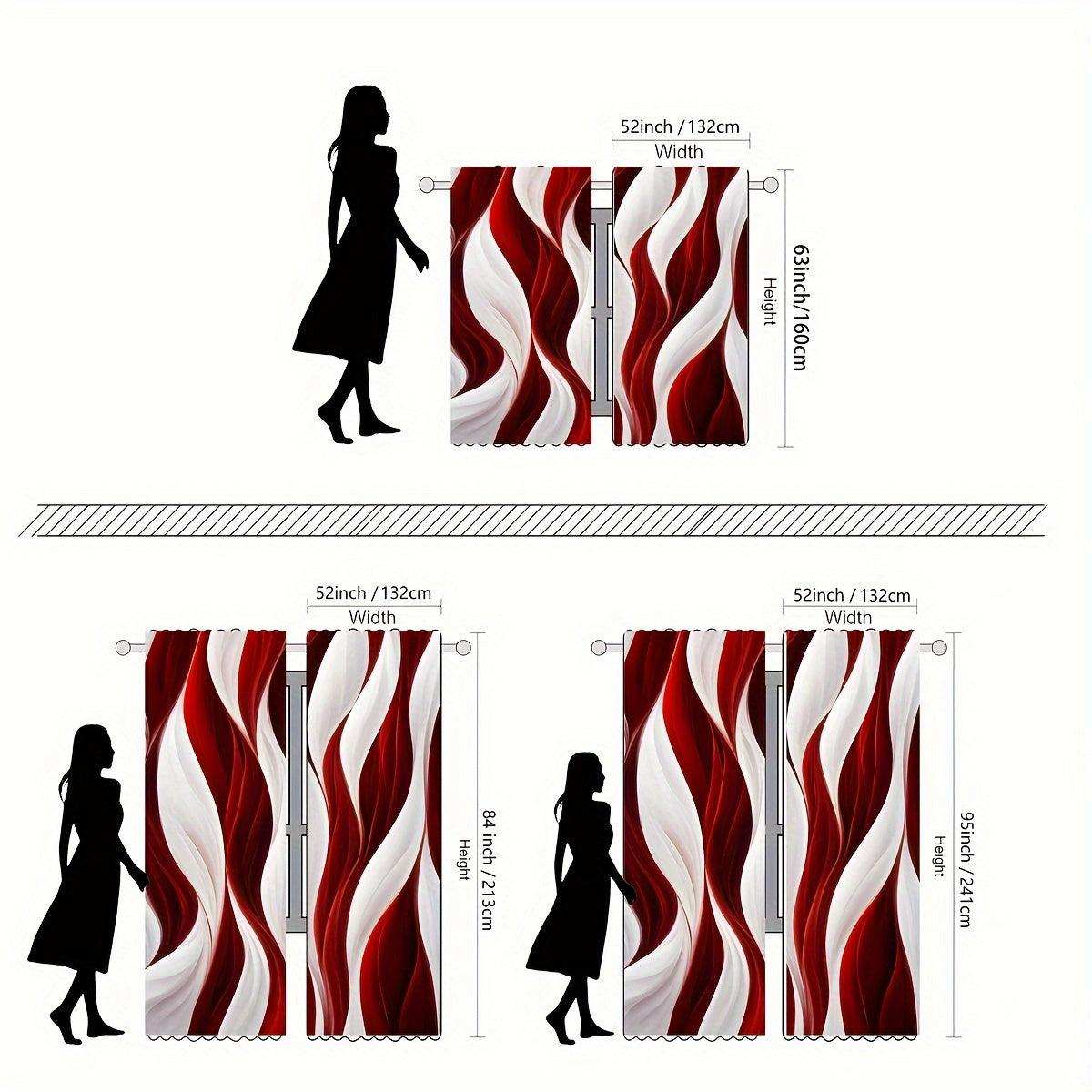 Red and White Wave Curtains