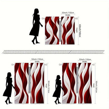 Red and White Wave Curtains