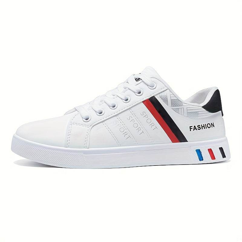 Men Lace-up Sneakers - Striped Design Skate Shoes, Comfortable