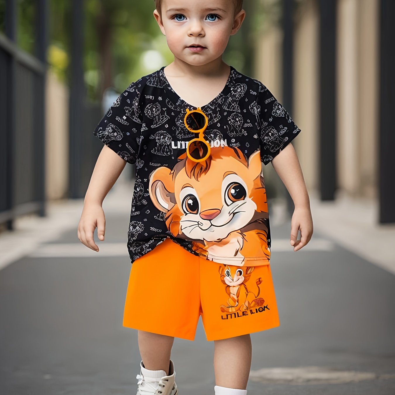 Boys Little Lion Print T-Shirt and Shorts Set