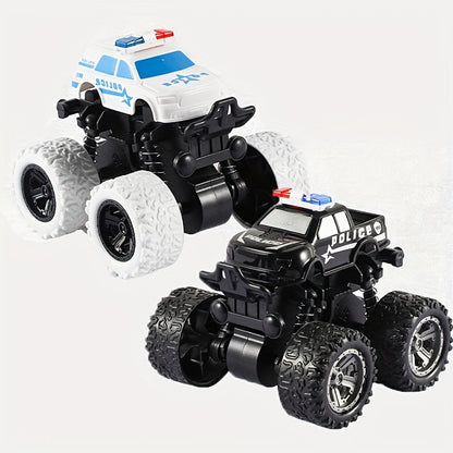 Rotatable Police Car Stunt Vehicle – 4WD Inertial Toy Fun