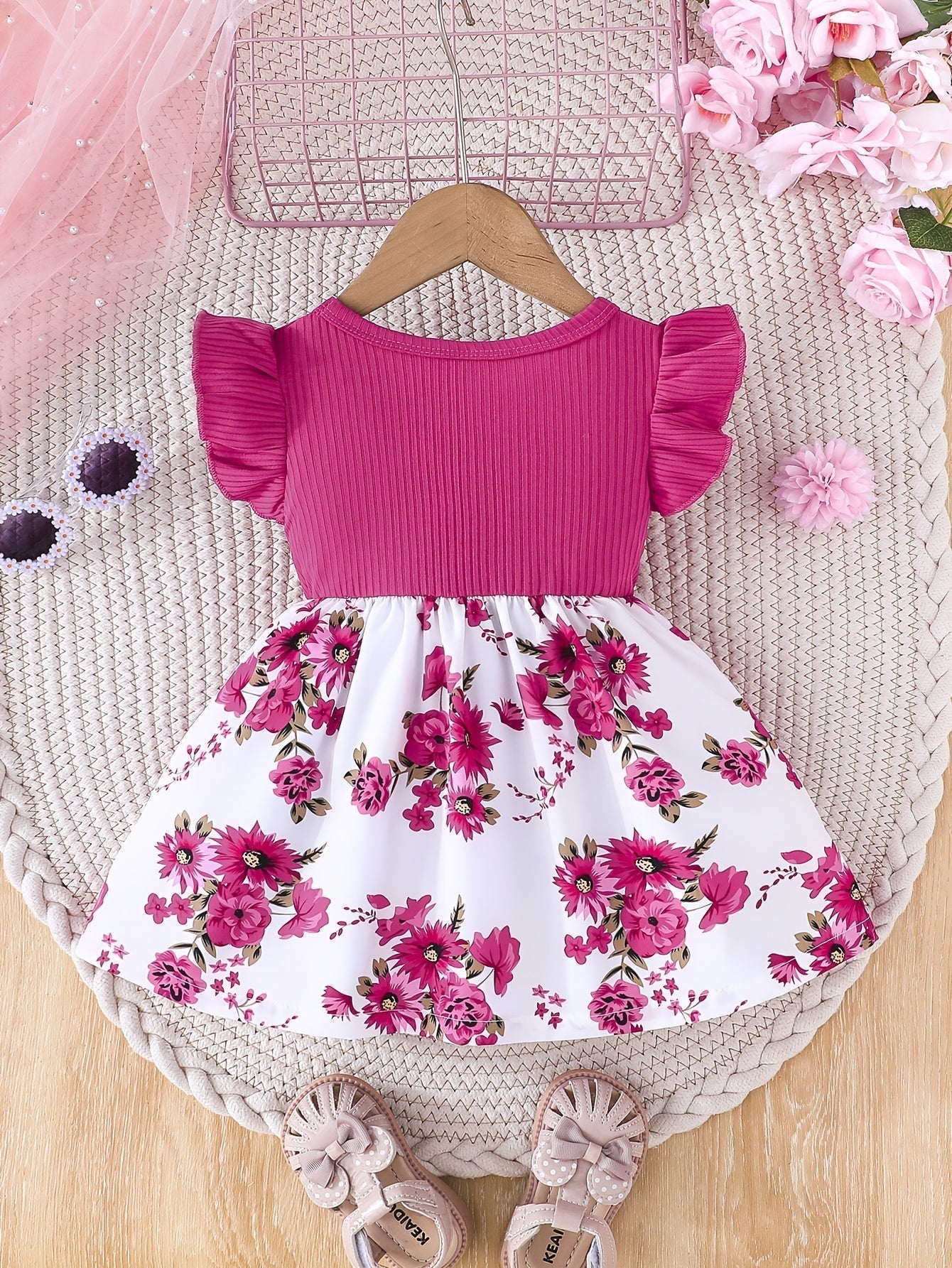 Floral Ruffle Sleeve Dress 