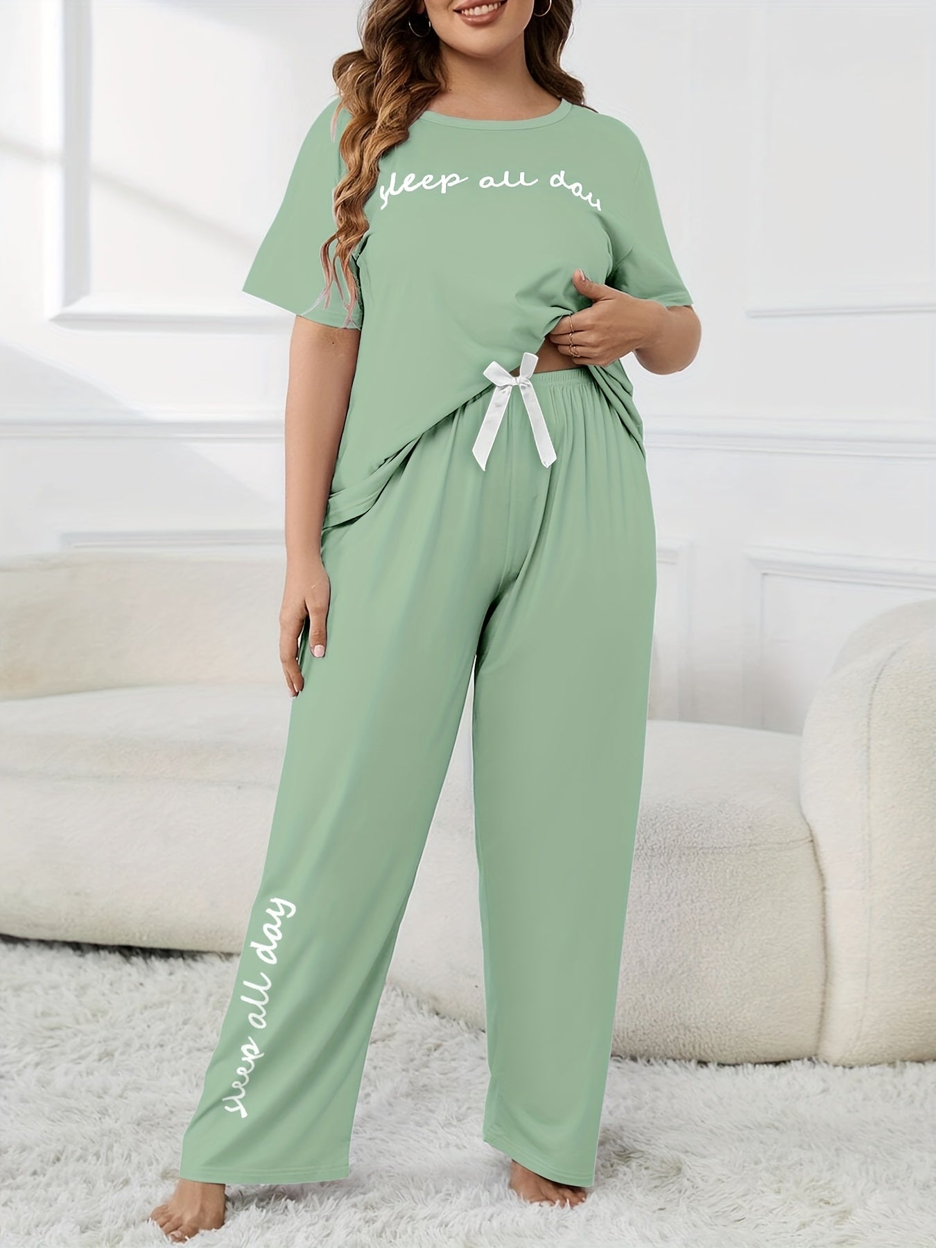 Plus Size Keep All Day Pajama Set - Elegant Comfort Wear