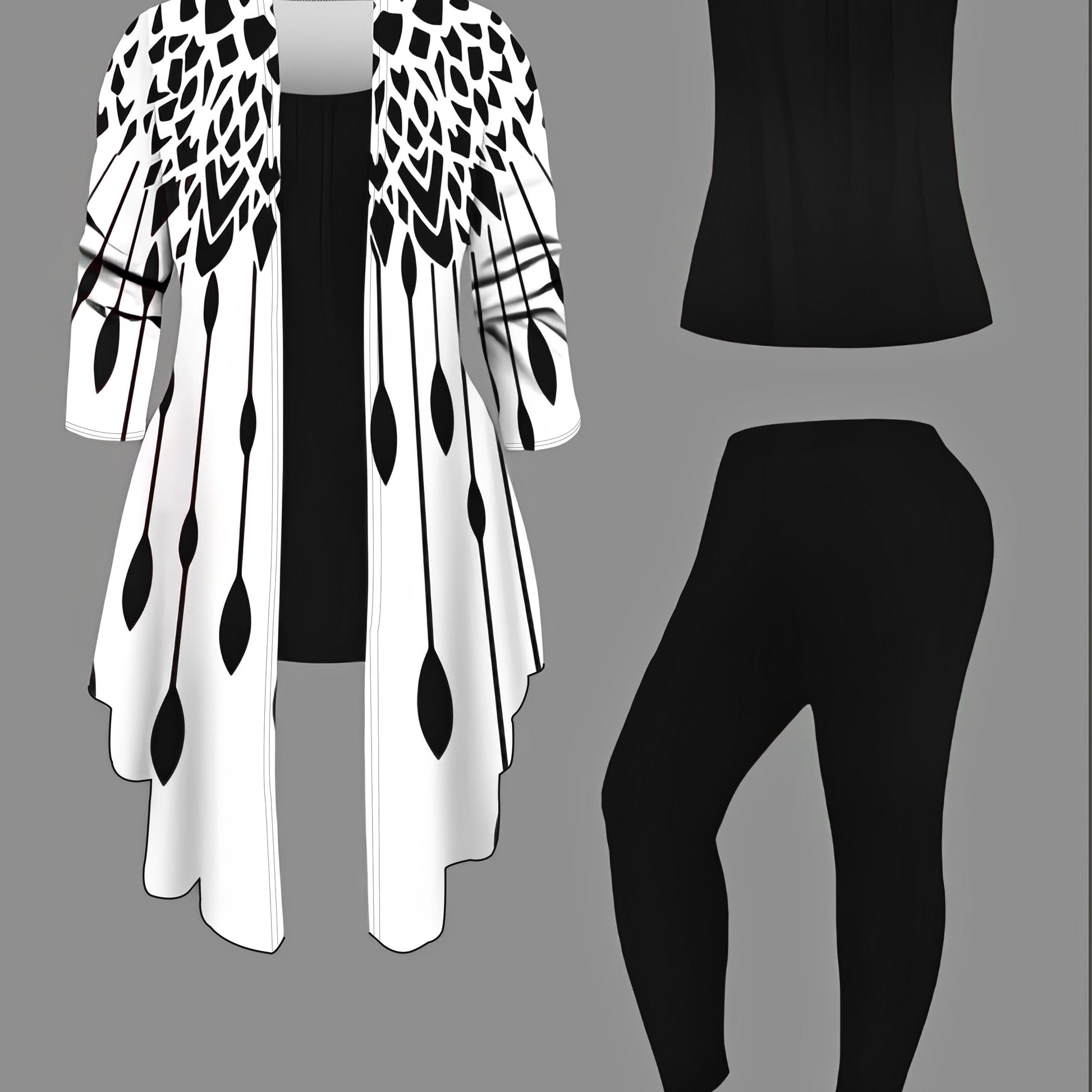 Plus Size Leopard Cardigan, Tank Top & Pants Set - Stretchy & Stylish