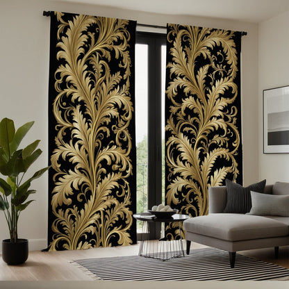 Black and Golden Baroque Style Curtains