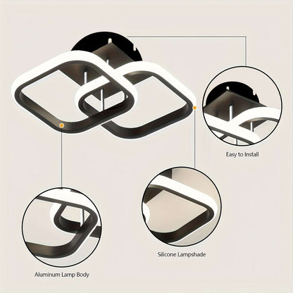 Modern Square LED Ceiling Light Fixture, Dimmable Metal