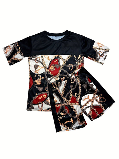 Patchwork Print Two-piece Set