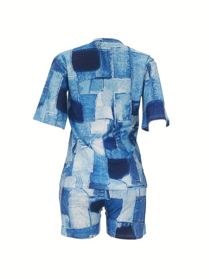 Patchwork Print Two-piece Set