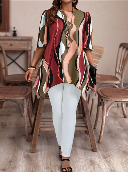 Women Black and White Abstract Print Top - Casualwear